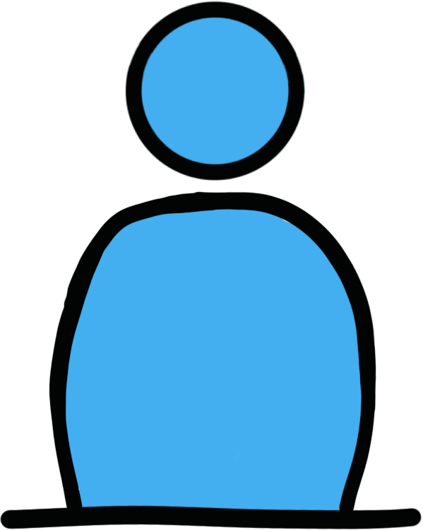 a blue figure.